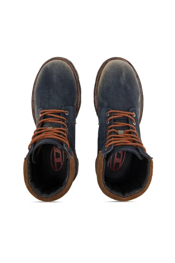 d-hammer lace up D-Hammer-Combat boots in denim and suede d-hammer lace up D-Hammer-Combat boots in denim and suede