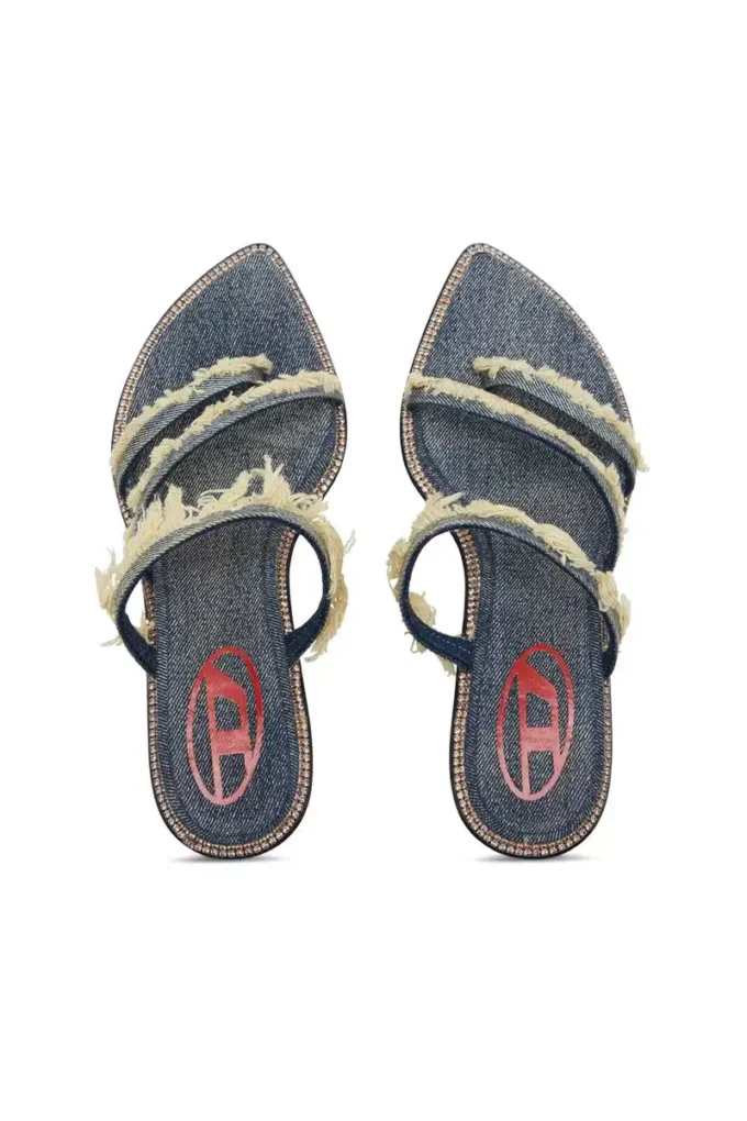d-havanna kittie D-Havanna Kittie-Frayed-denim mules with crystals d-havanna kittie D-Havanna Kittie-Frayed-denim mules with crystals