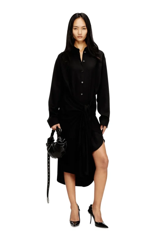 d-iletta-s1 Midi shirt dress with twisted detail d-iletta-s1 Midi shirt dress with twisted detail