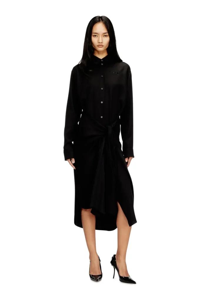 d-iletta-s1 Midi shirt dress with twisted detail d-iletta-s1 Midi shirt dress with twisted detail