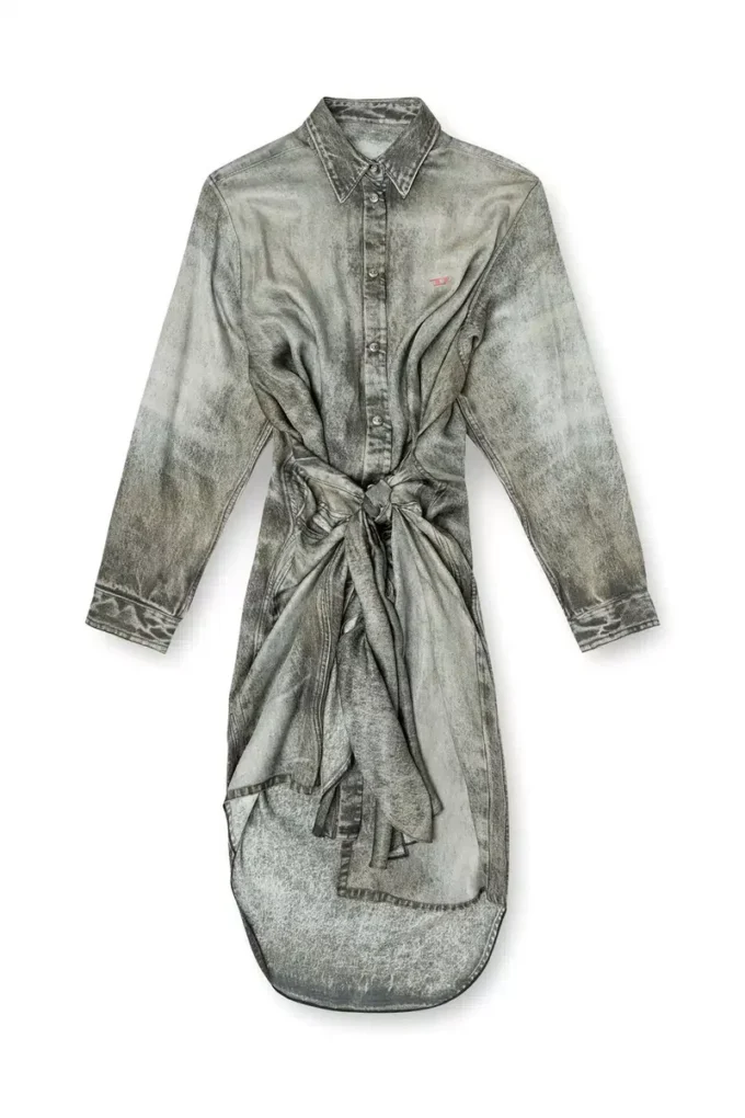 d-iletta Wrap dress in denim-look viscose