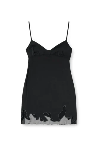 d-inlay-r1 Nylon mini dress with tulle insert