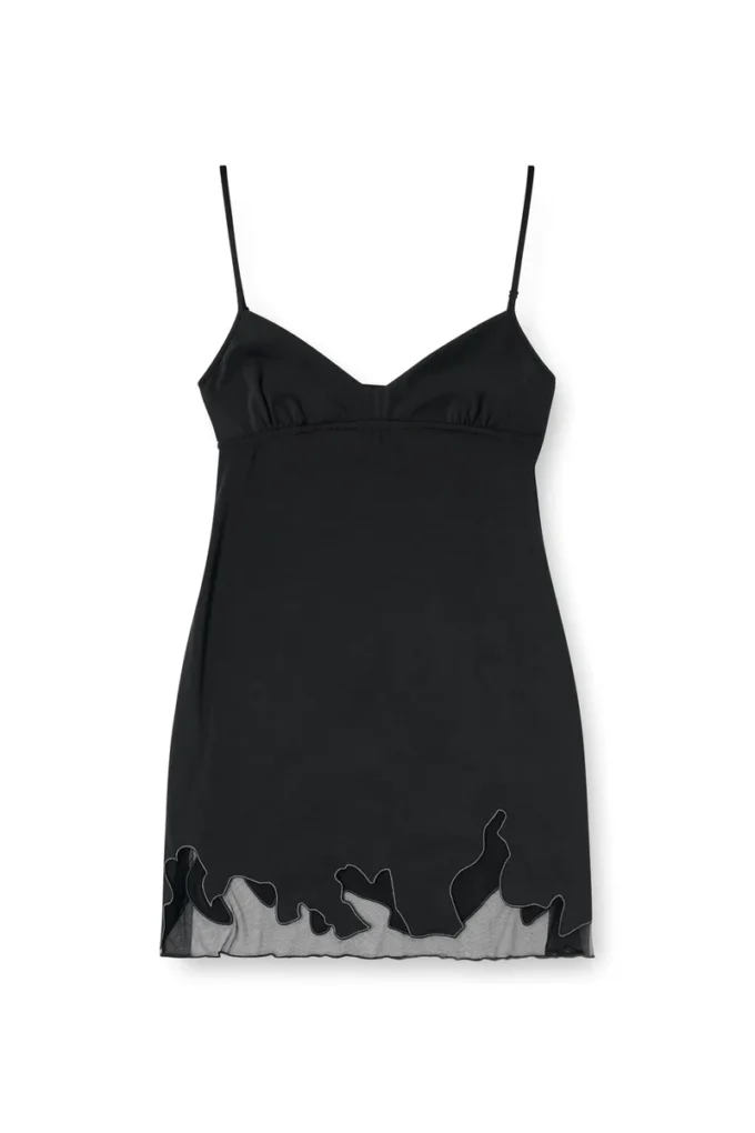 d-inlay-r1 Nylon mini dress with tulle insert