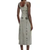 d-inny Sleeveless midi dress with denim effect
