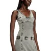 d-inny Sleeveless midi dress with denim effect