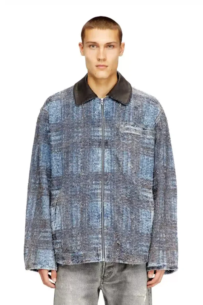 d-ivar-s1 Jacket in graphic bouclé denim d-ivar-s1 Jacket in graphic bouclé denim