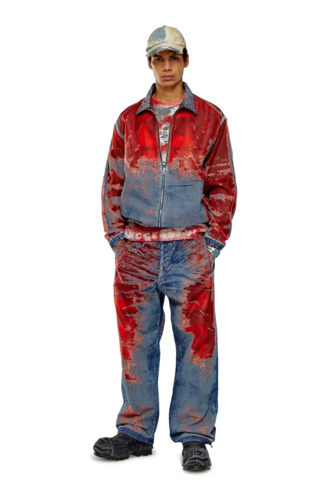 d-krap-fse Jacket in devoré denim with logo d-krap-fse Jacket in devoré denim with logo