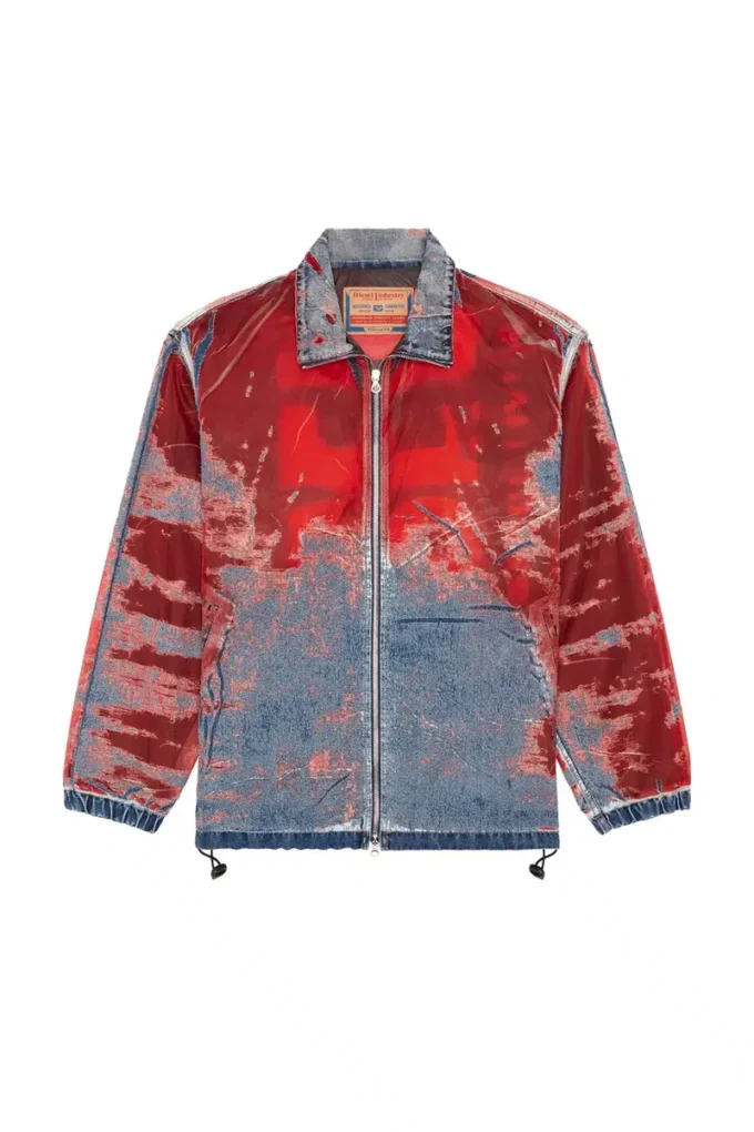 d-krap-fse Jacket in devoré denim with logo d-krap-fse Jacket in devoré denim with logo