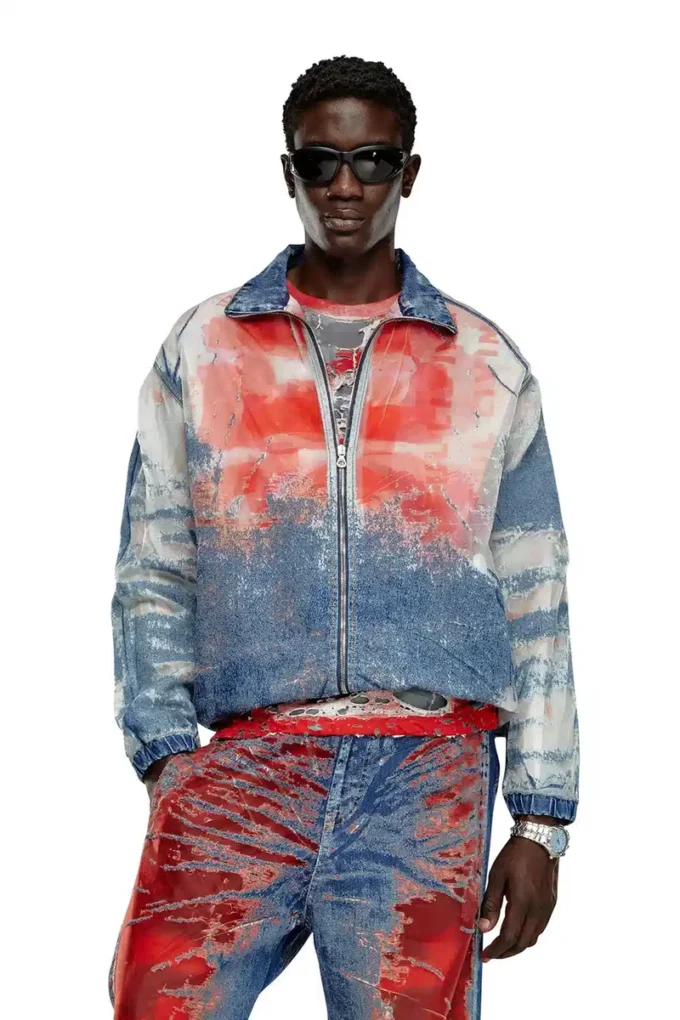 d-krap-fse Jacket in devoré denim with logo