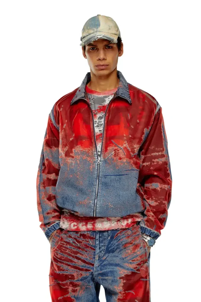 d-krap-fse Jacket in devoré denim with logo d-krap-fse Jacket in devoré denim with logo