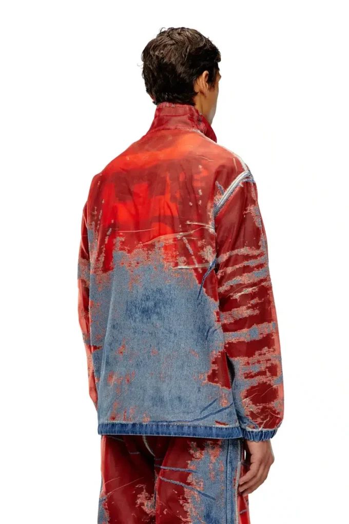 d-krap-fse Jacket in devoré denim with logo d-krap-fse Jacket in devoré denim with logo