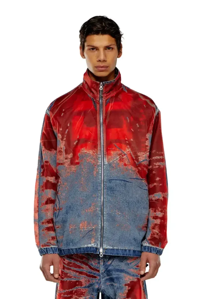 d-krap-fse Jacket in devoré denim with logo d-krap-fse Jacket in devoré denim with logo