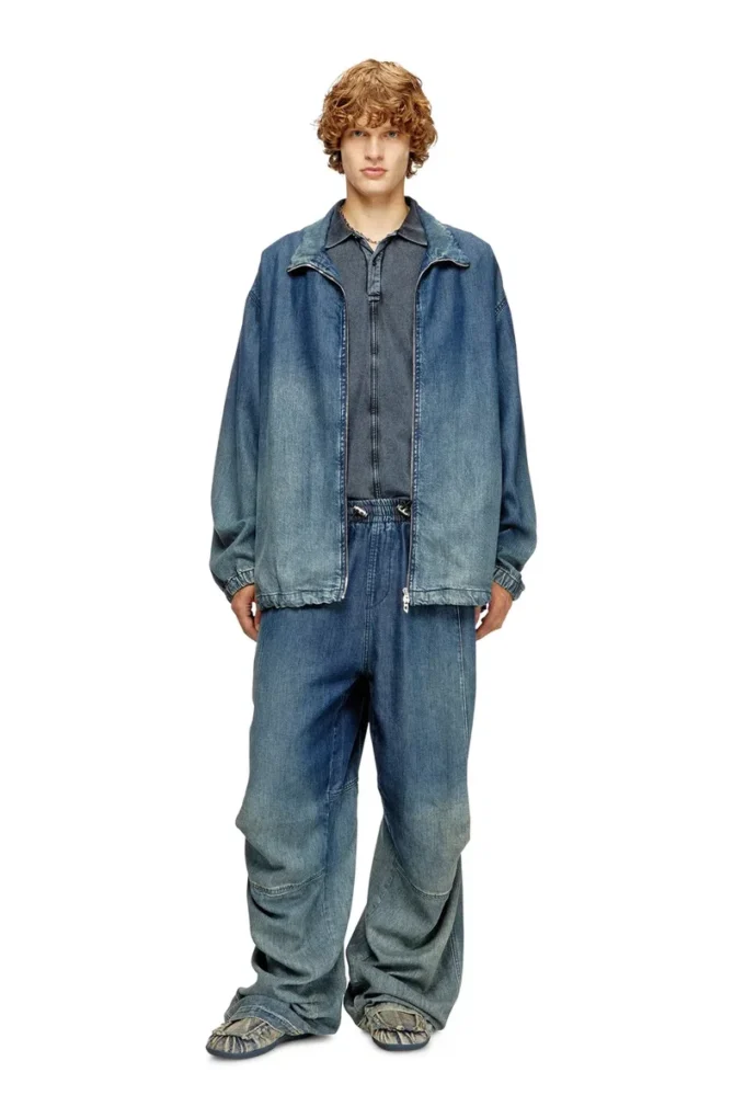 d-krap-s6 Zipped jacket in fluid denim d-krap-s6 Zipped jacket in fluid denim