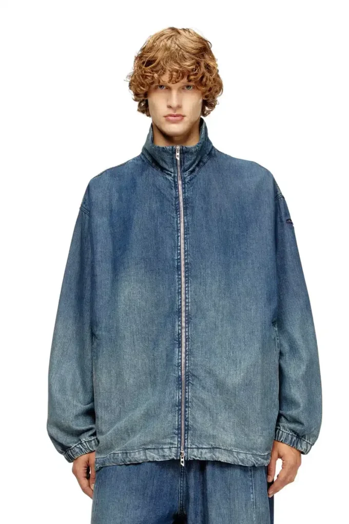 d-krap-s6 Zipped jacket in fluid denim d-krap-s6 Zipped jacket in fluid denim
