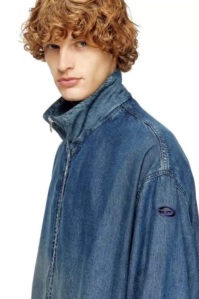 d-krap-s6 Zipped jacket in fluid denim d-krap-s6 Zipped jacket in fluid denim