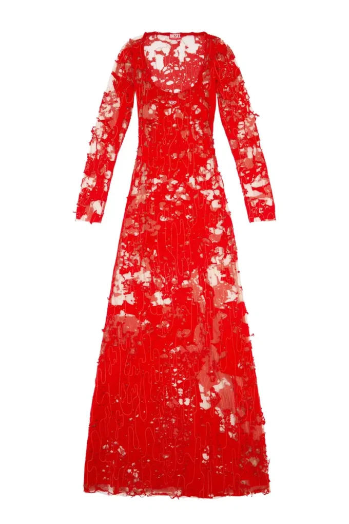 d-lea Long devoré dress in tulle and jersey d-lea Long devoré dress in tulle and jersey