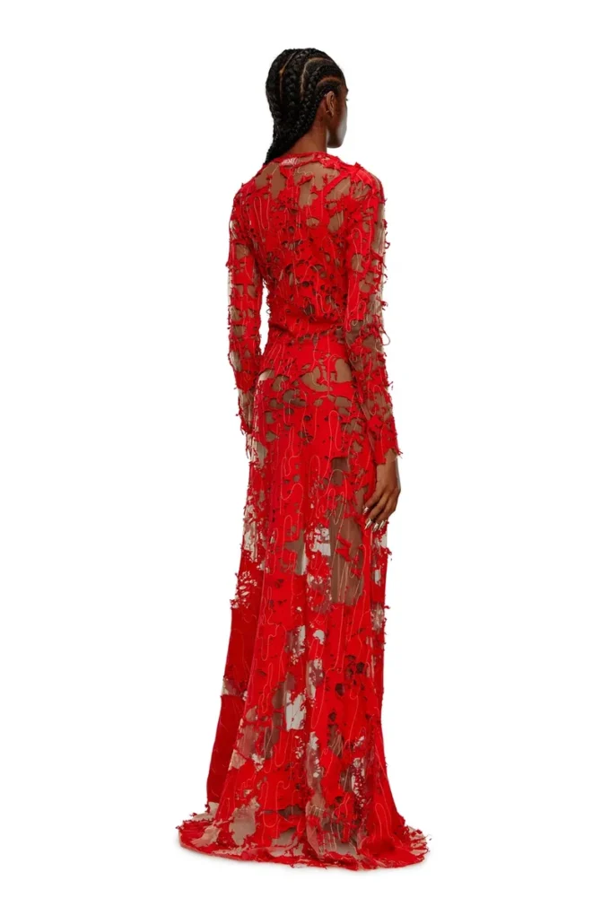 d-lea Long devoré dress in tulle and jersey d-lea Long devoré dress in tulle and jersey