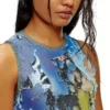 d-leele Destroyed jersey gown with poster print