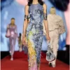 d-leele Destroyed jersey gown with poster print
