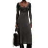 d-ley Midi dress in faded ribbed jersey d-ley Midi dress in faded ribbed jersey