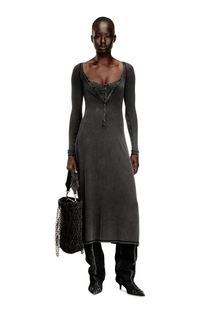 d-ley Midi dress in faded ribbed jersey d-ley Midi dress in faded ribbed jersey