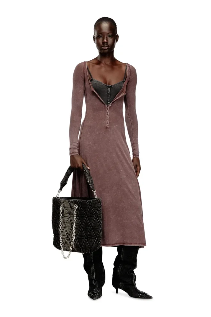 d-ley Midi dress in faded ribbed jersey d-ley Midi dress in faded ribbed jersey