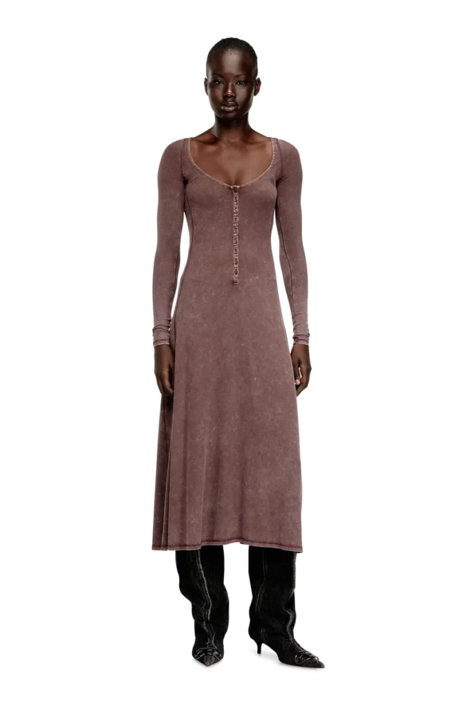d-ley Midi dress in faded ribbed jersey d-ley Midi dress in faded ribbed jersey
