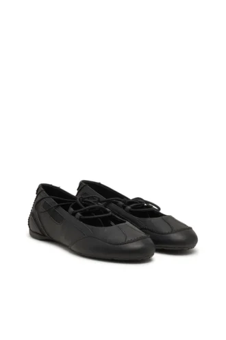 d-mile ballerina lace up w D-Mile-Lace-up ballet flats in leather and mesh
