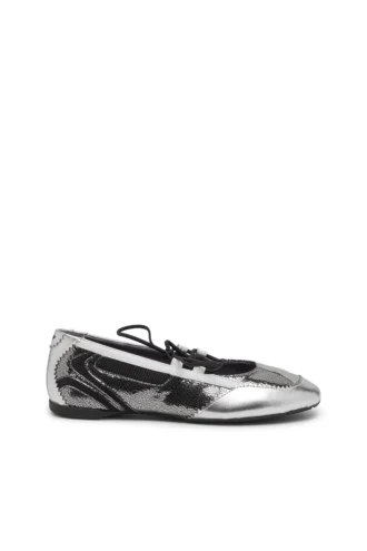 d-mile ballerina lace up w D-Mile-Metallic lace-up ballet flats