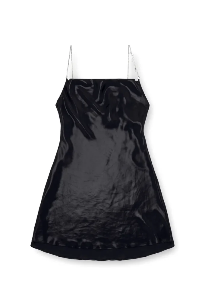 d-minty Short metallic dress with cowl neck
