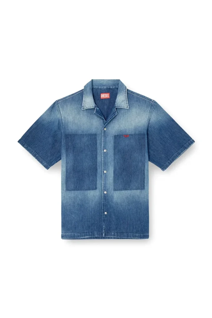 d-nabil-d Bowling shirt in contrast-effect denim d-nabil-d Bowling shirt in contrast-effect denim