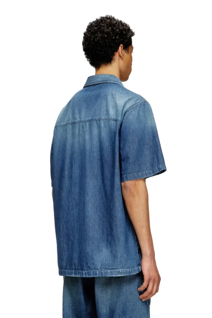 d-nabil-d Bowling shirt in contrast-effect denim d-nabil-d Bowling shirt in contrast-effect denim