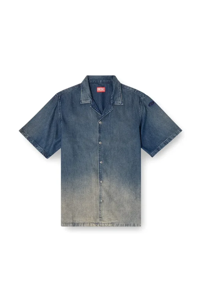d-nabil-s3 Bowling shirt in gradient fluid denim