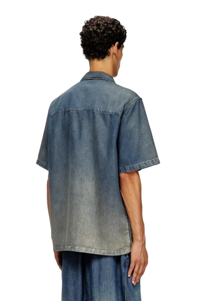d-nabil-s3 Bowling shirt in gradient fluid denim