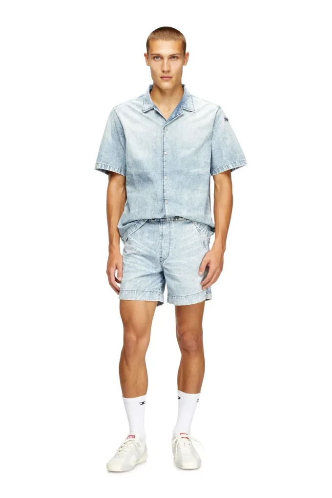 d-nabil-s4 Bowling shirt in marbled denim d-nabil-s4 Bowling shirt in marbled denim