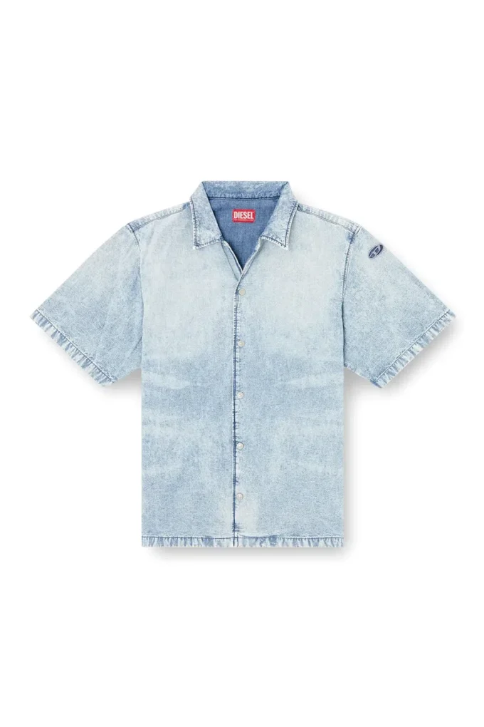 d-nabil-s4 Bowling shirt in marbled denim d-nabil-s4 Bowling shirt in marbled denim