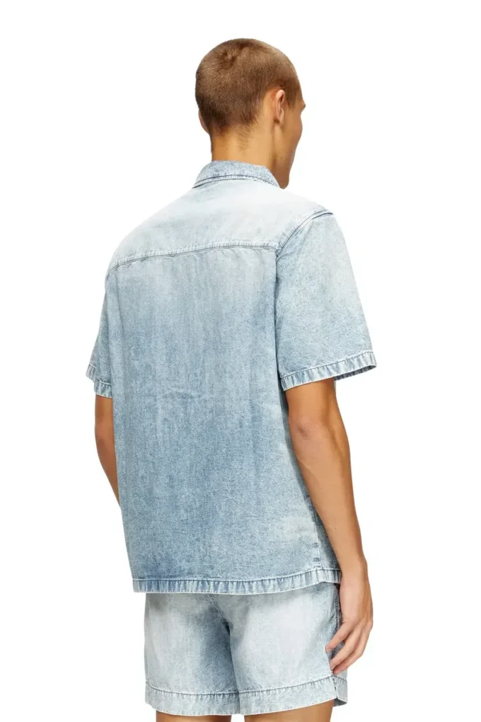 d-nabil-s4 Bowling shirt in marbled denim d-nabil-s4 Bowling shirt in marbled denim