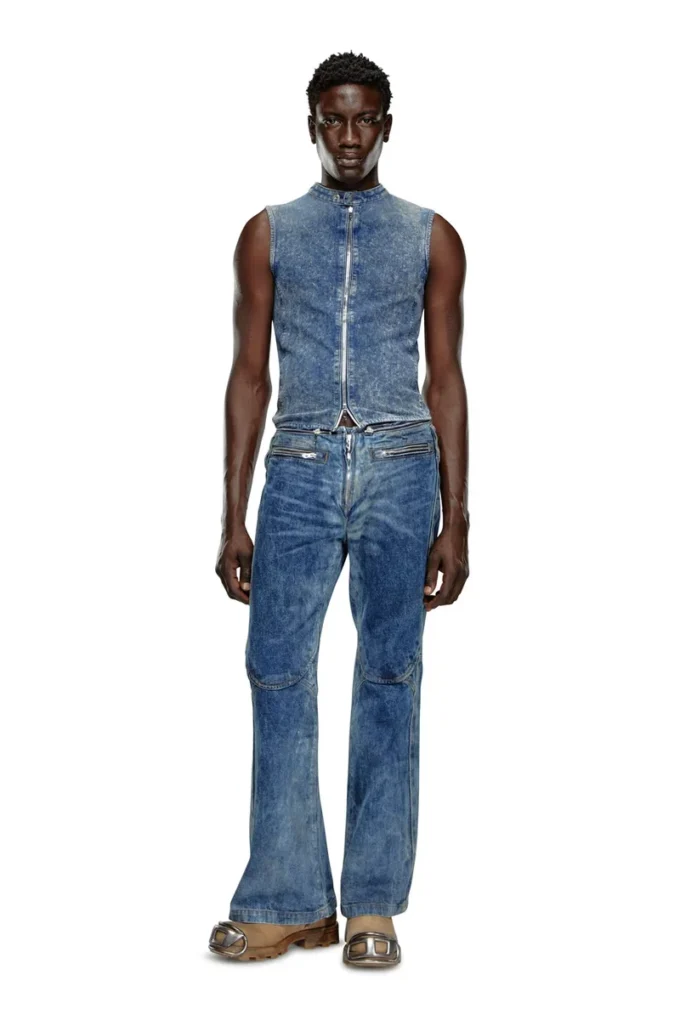 d-nata-fse Sleeveless denim top with biker details d-nata-fse Sleeveless denim top with biker details