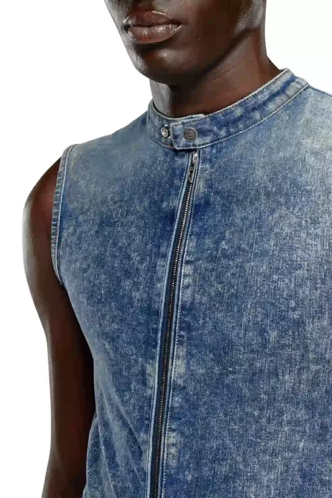 d-nata-fse Sleeveless denim top with biker details d-nata-fse Sleeveless denim top with biker details