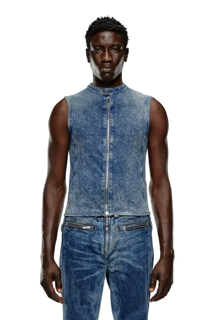 d-nata-fse Sleeveless denim top with biker details d-nata-fse Sleeveless denim top with biker details