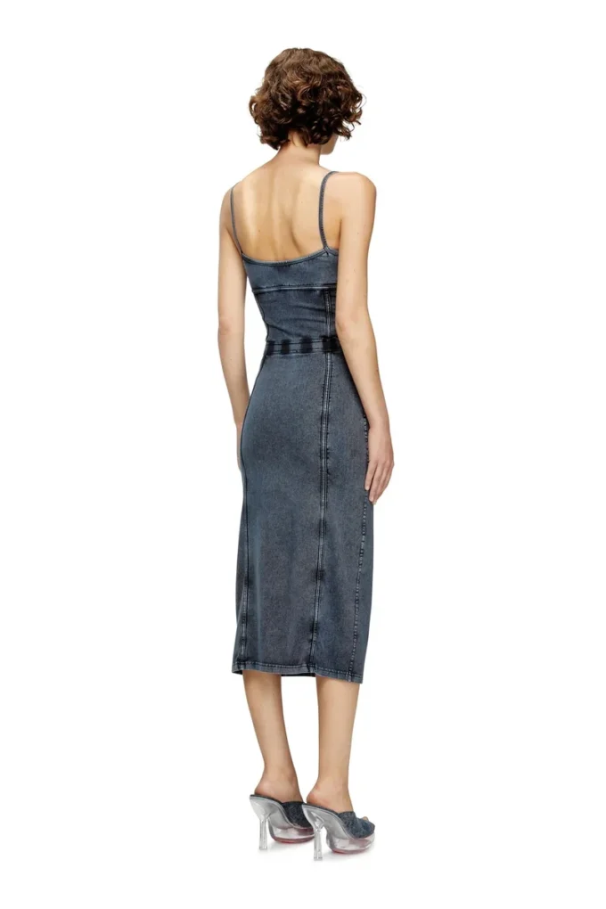 d-ony Midi dress in denim-look jersey