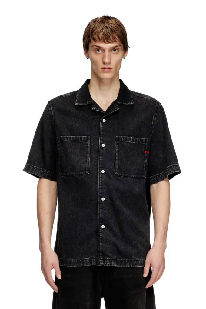 d-paroshort Bowling shirt in Tencel denim