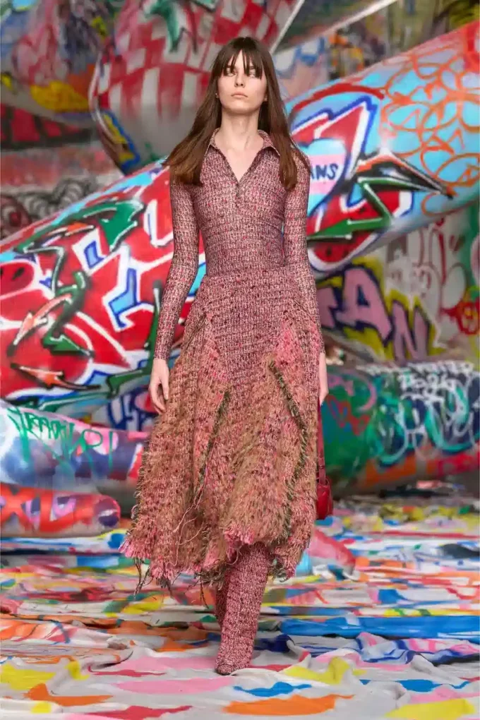 d-polyna Lycra dress with bouclé print d-polyna Lycra dress with bouclé print