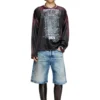d-rixford-s Denim shorts with lyrics print d-rixford-s Denim shorts with lyrics print