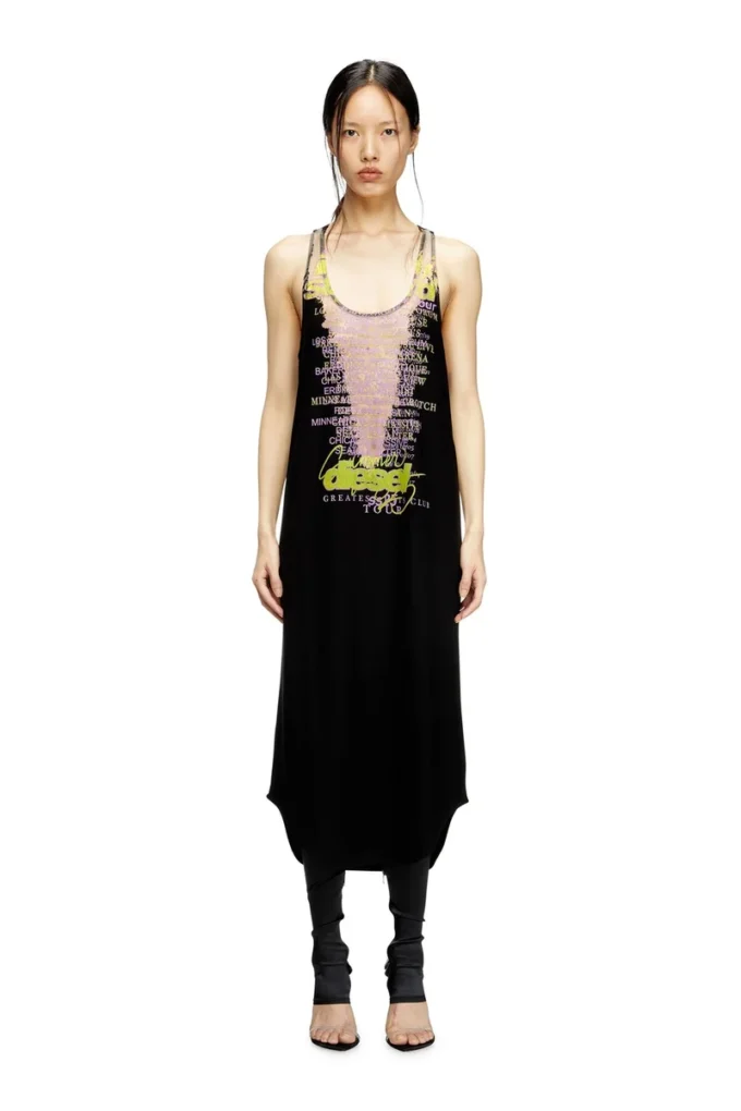 d-shany-long Sleeveless tank dress with lyrics print d-shany-long Sleeveless tank dress with lyrics print