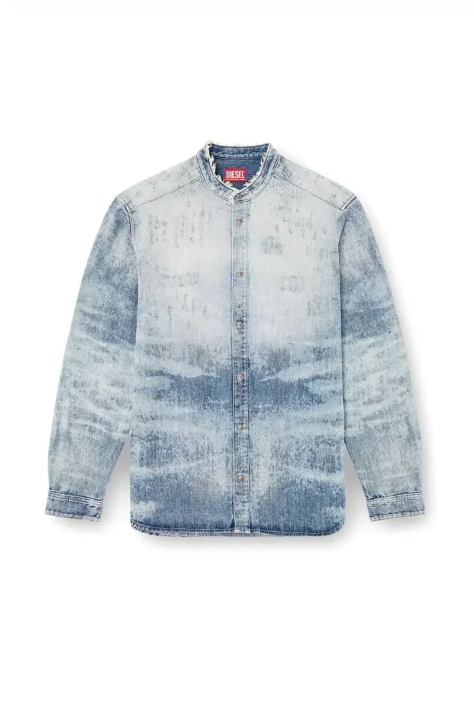 d-simp-fsh Shirt in distressed honeycomb denim d-simp-fsh Shirt in distressed honeycomb denim