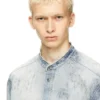 d-simp-fsh Shirt in distressed honeycomb denim d-simp-fsh Shirt in distressed honeycomb denim