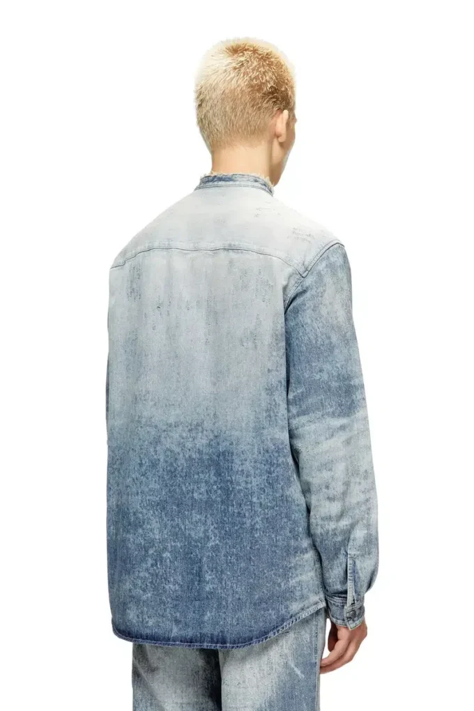 d-simp-fsh Shirt in distressed honeycomb denim d-simp-fsh Shirt in distressed honeycomb denim