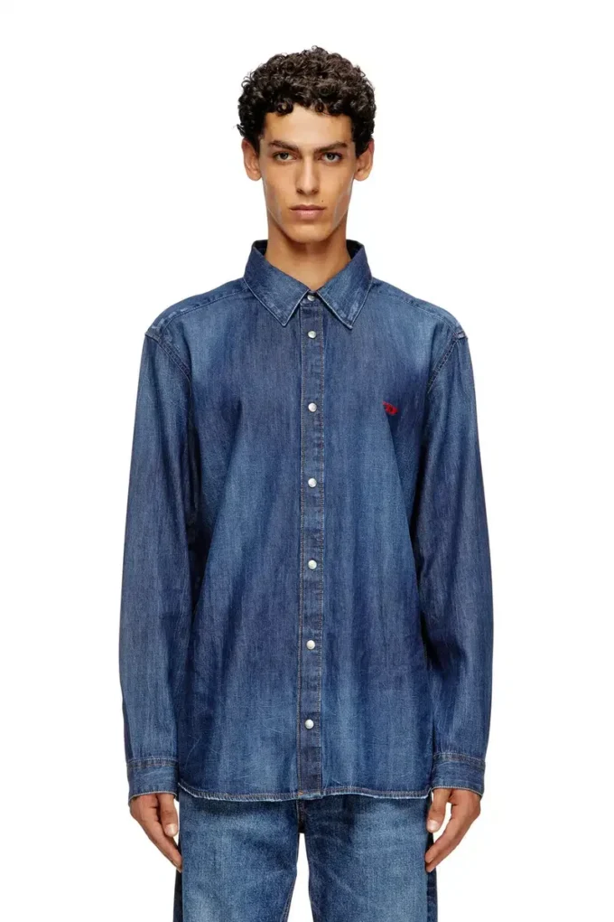 d-simply Denim shirt with embroidered logo