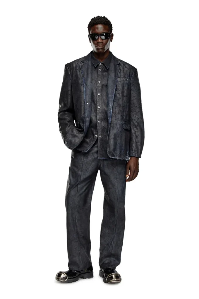 d-simply-fse Denim shirt with craquelé coating d-simply-fse Denim shirt with craquelé coating